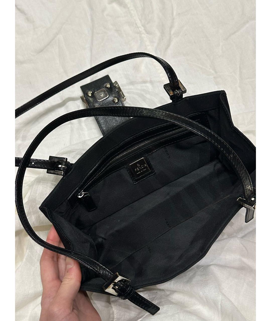 FENDI Черная тканевая сумка с короткими ручками, фото 6