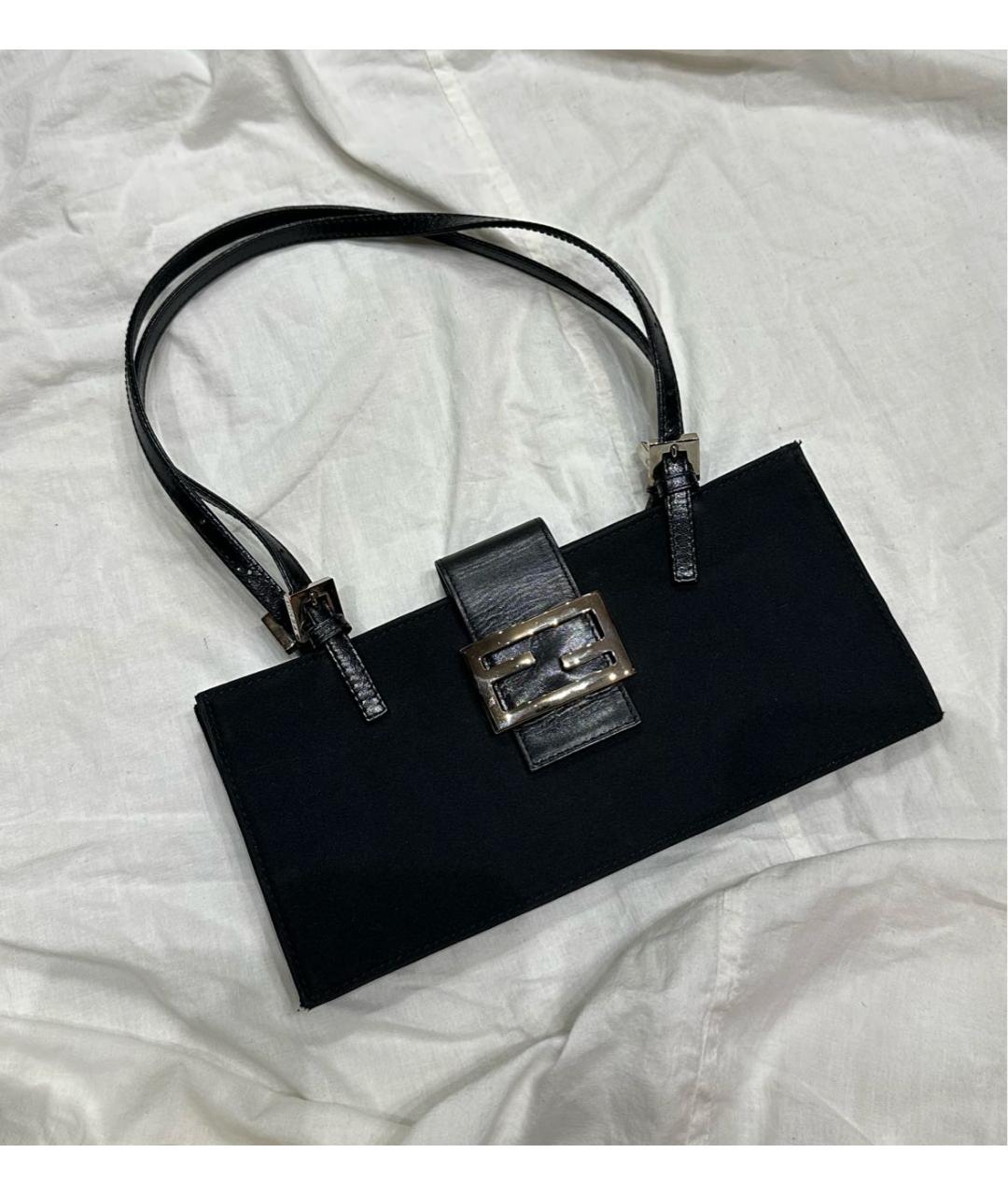 FENDI Черная тканевая сумка с короткими ручками, фото 8