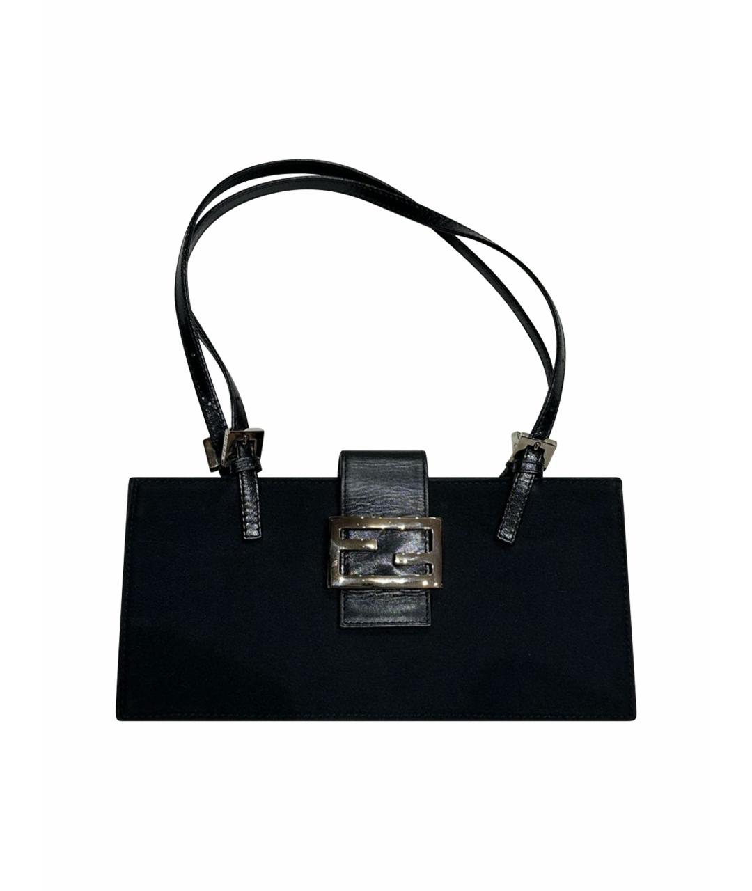 FENDI Черная тканевая сумка с короткими ручками, фото 1