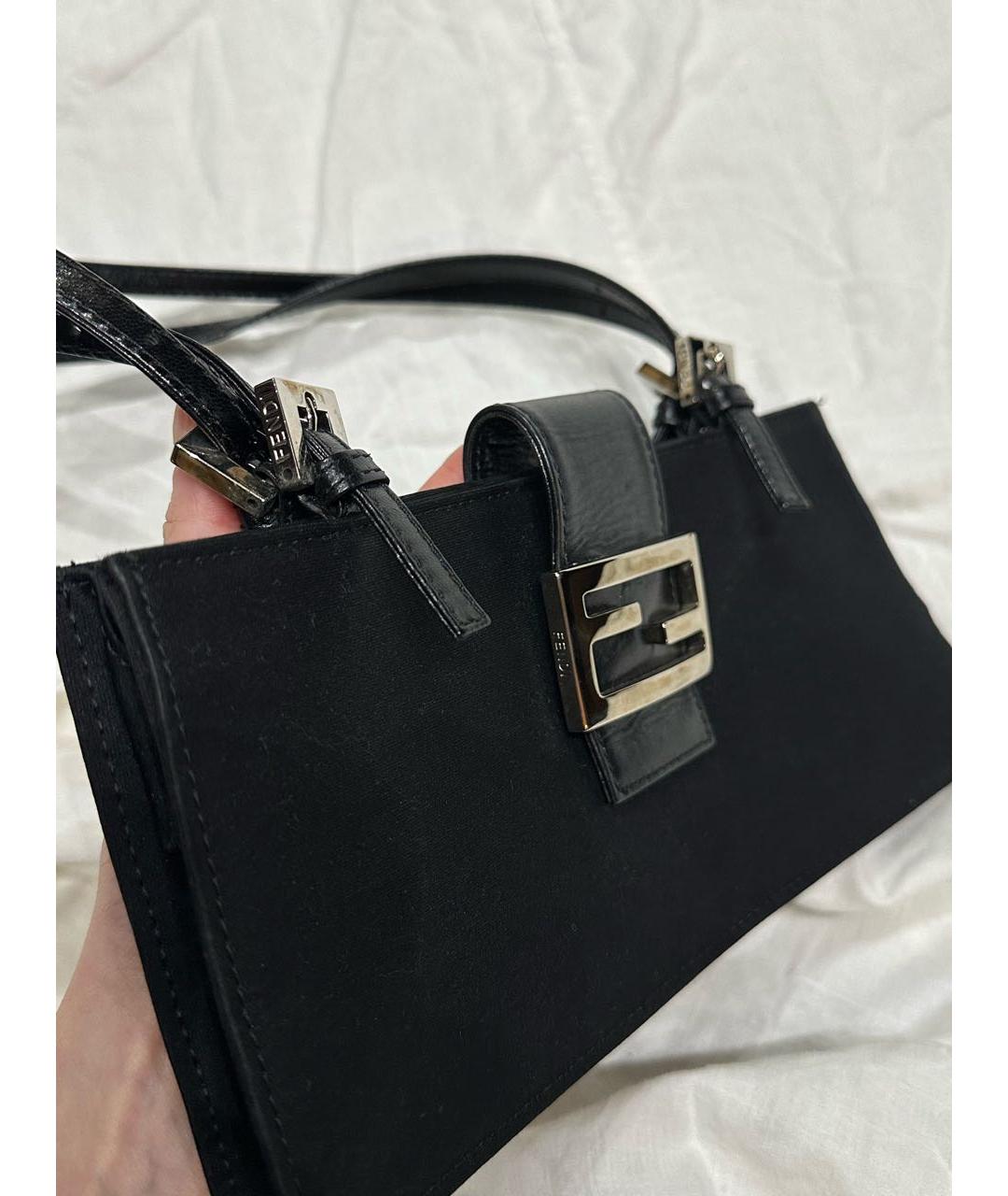 FENDI Черная тканевая сумка с короткими ручками, фото 3