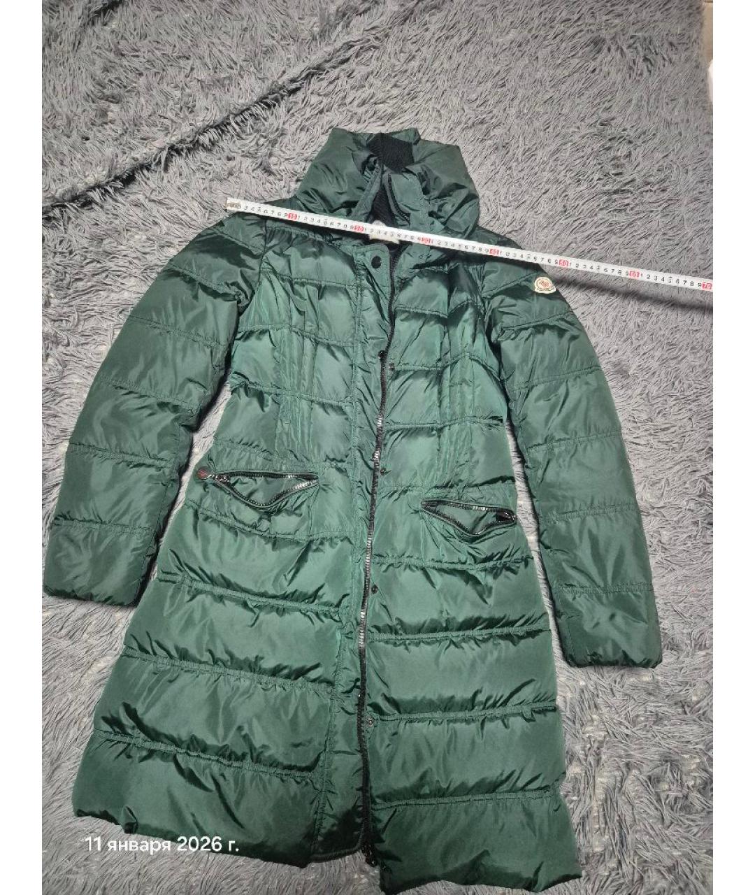 MONCLER Зеленый синтетический пуховик, фото 5