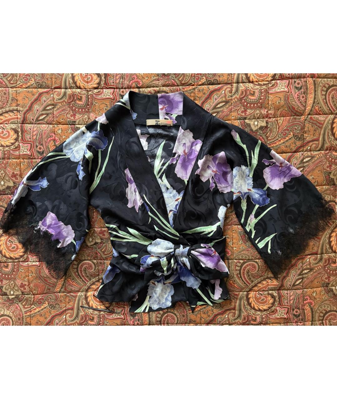 JOHN GALLIANO Черная шелковая блузы, фото 7