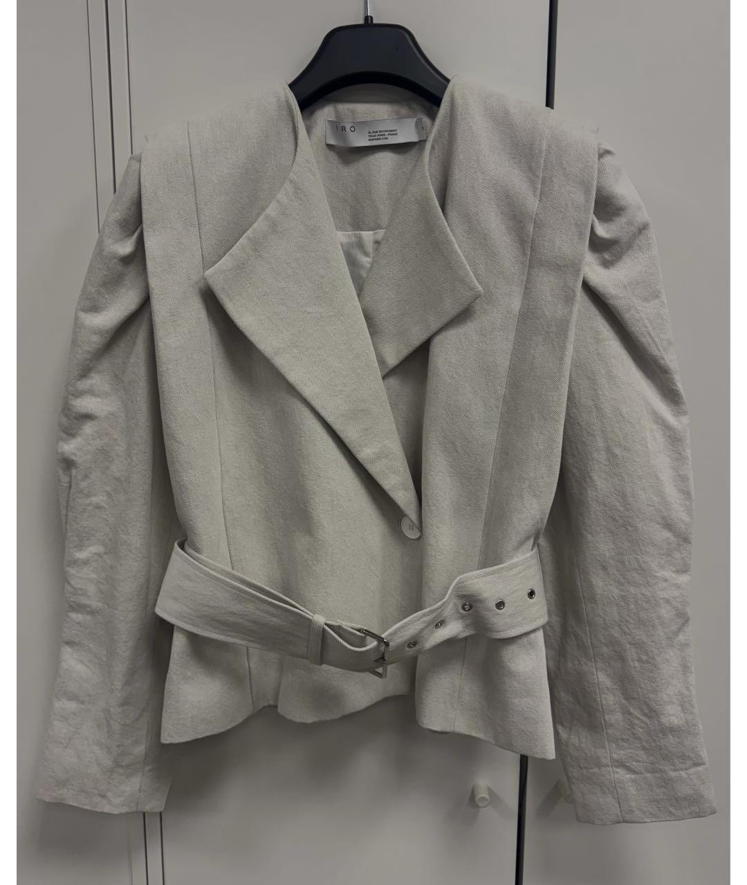 IRO Серый хлопко-эластановый жакет/пиджак, фото 4