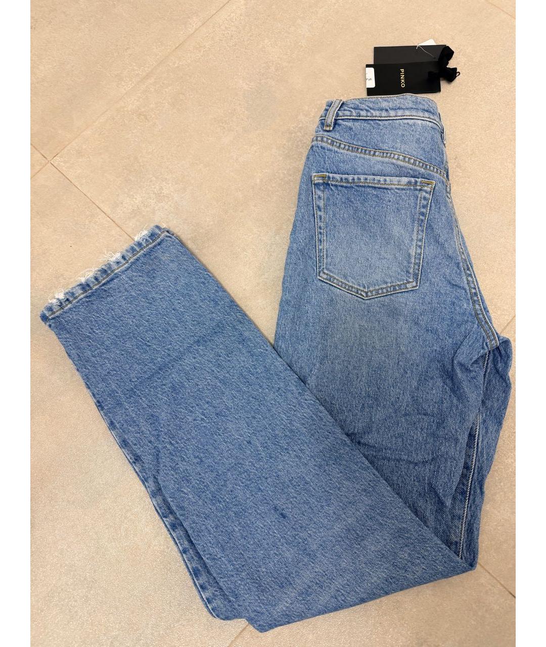 PINKO Голубые хлопко-лиоцелловые прямые джинсы, фото 8