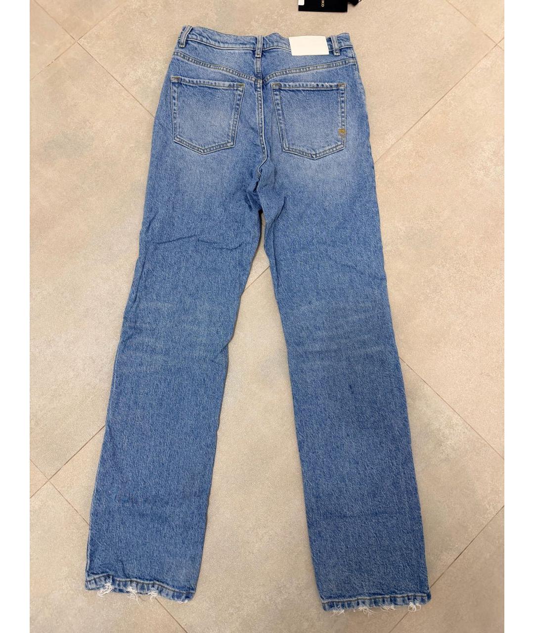 PINKO Голубые хлопко-лиоцелловые прямые джинсы, фото 2