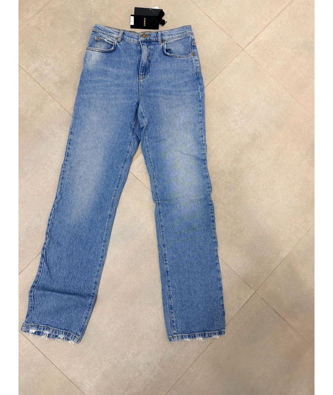 PINKO Голубые хлопко-лиоцелловые прямые джинсы, фото 9