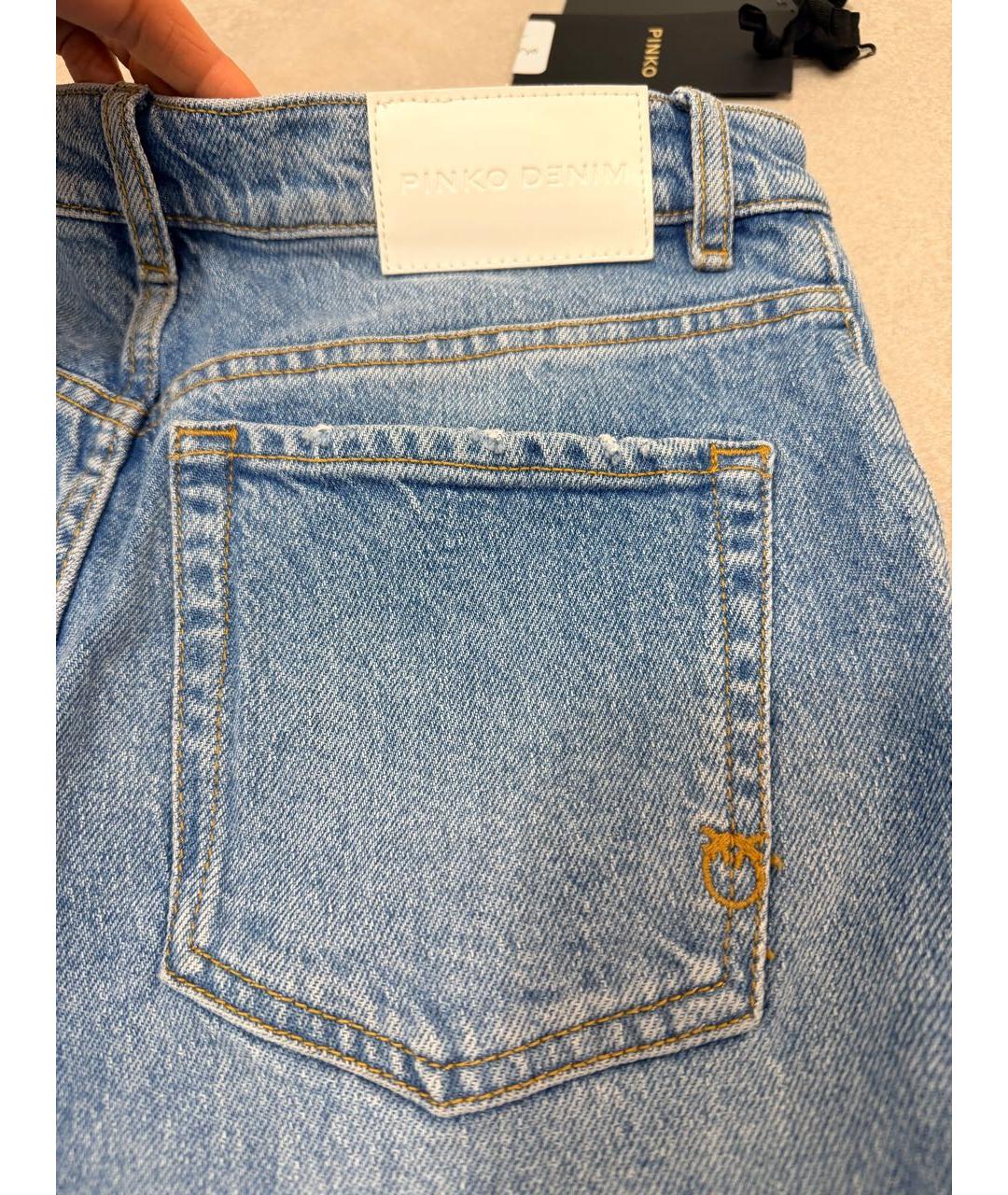 PINKO Голубые хлопко-лиоцелловые прямые джинсы, фото 4