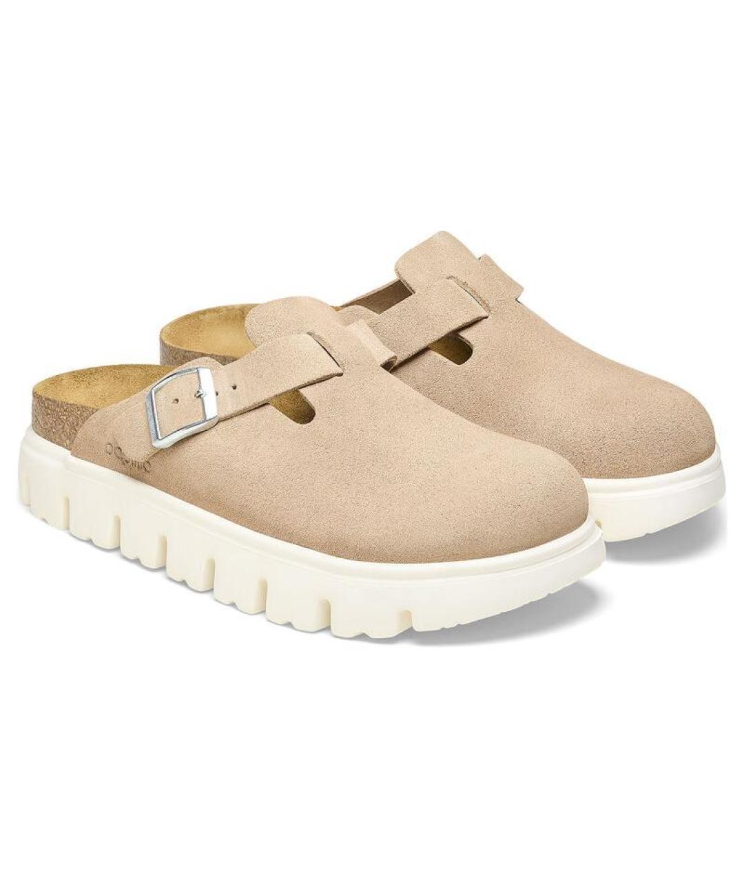 BIRKENSTOCK Бежевые нубуковые мюли, фото 3