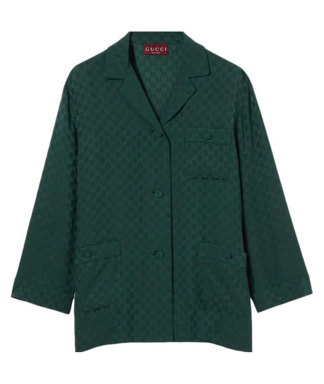 GUCCI Зеленая шелковая рубашка, фото 5