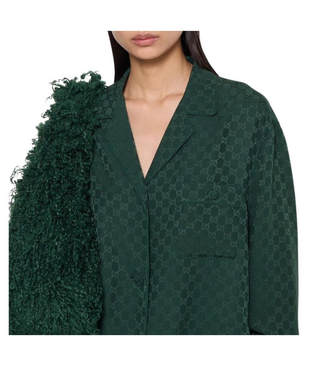 GUCCI Зеленая шелковая рубашка, фото 4