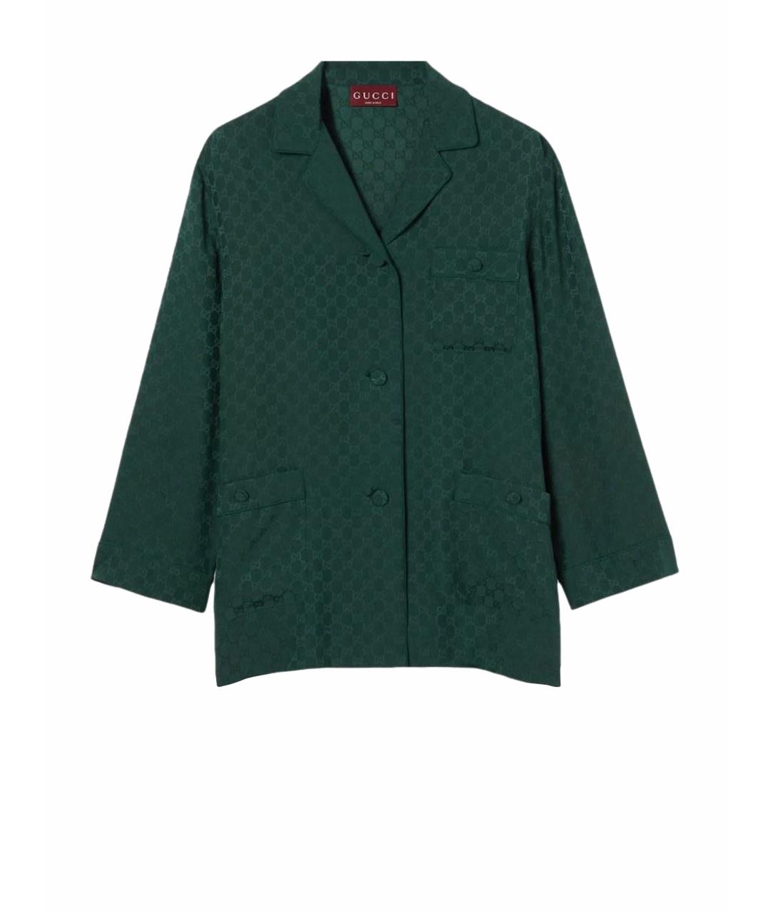GUCCI Зеленая шелковая рубашка, фото 1