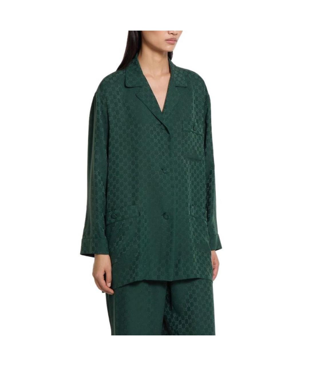 GUCCI Зеленая шелковая рубашка, фото 3