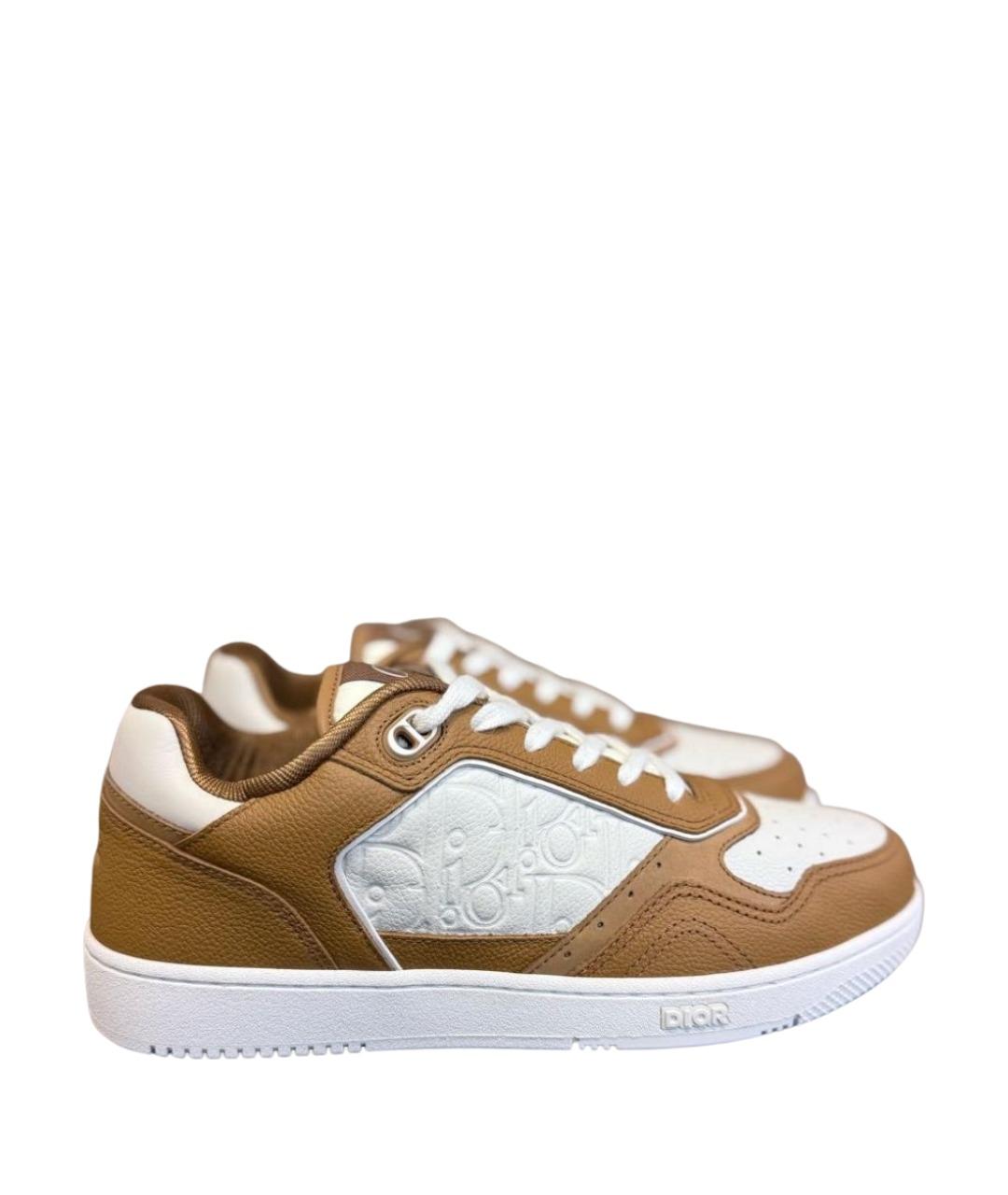 CHRISTIAN DIOR Коричневые кожаные низкие кроссовки / кеды, фото 1
