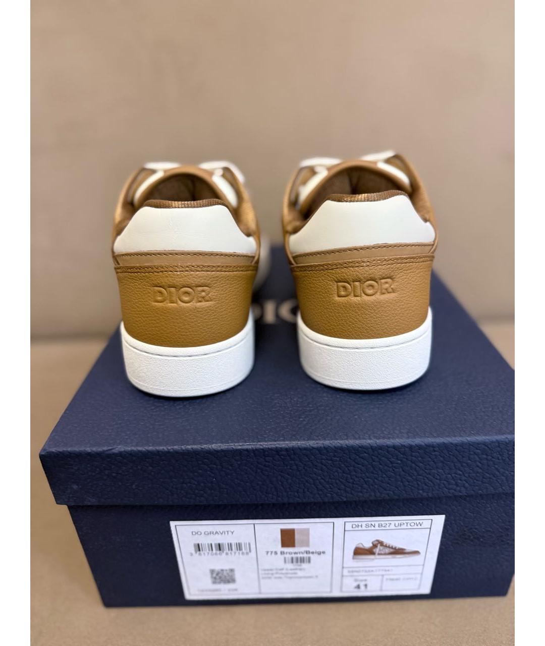 CHRISTIAN DIOR Коричневые кожаные низкие кроссовки / кеды, фото 4