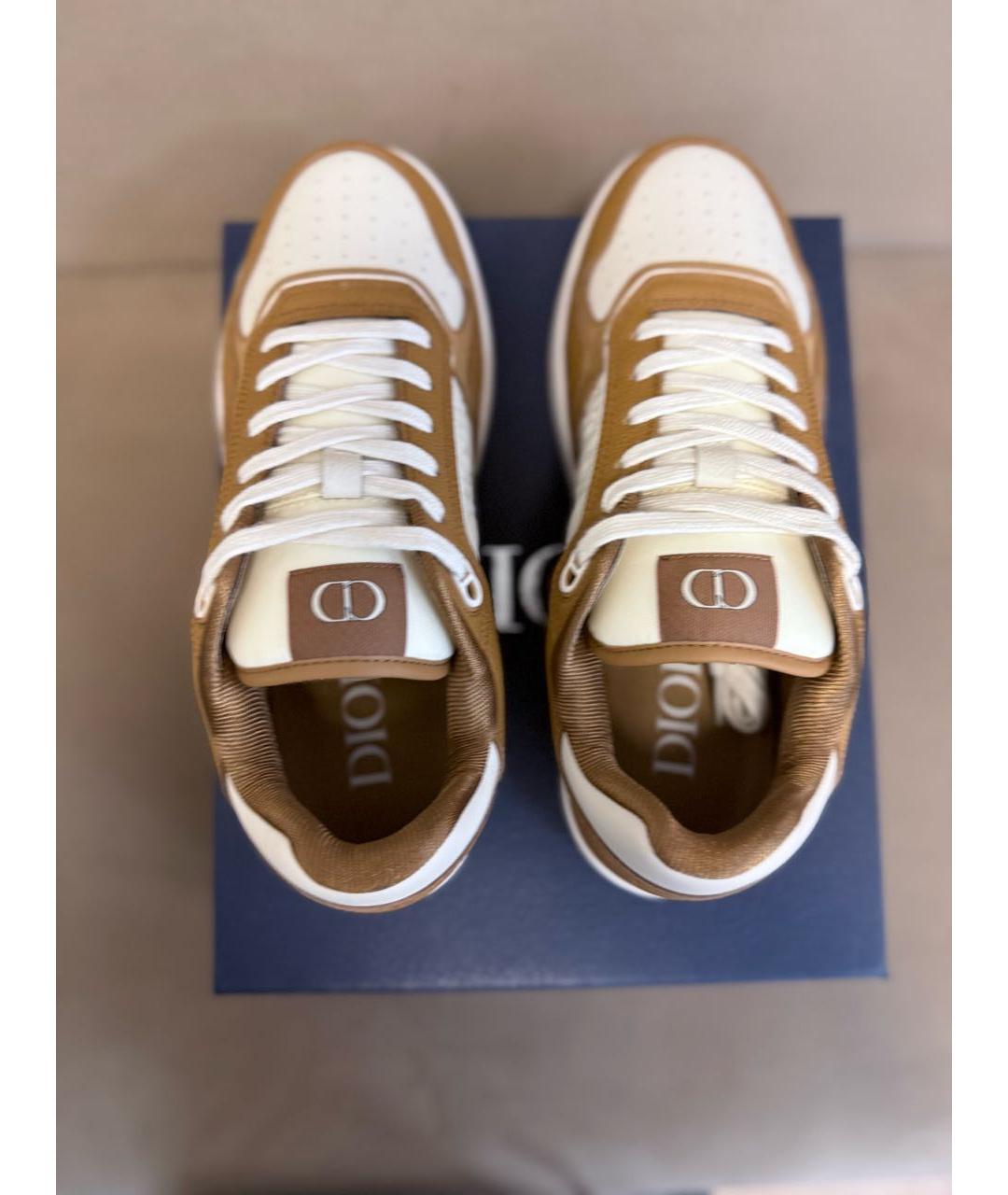 CHRISTIAN DIOR Коричневые кожаные низкие кроссовки / кеды, фото 2