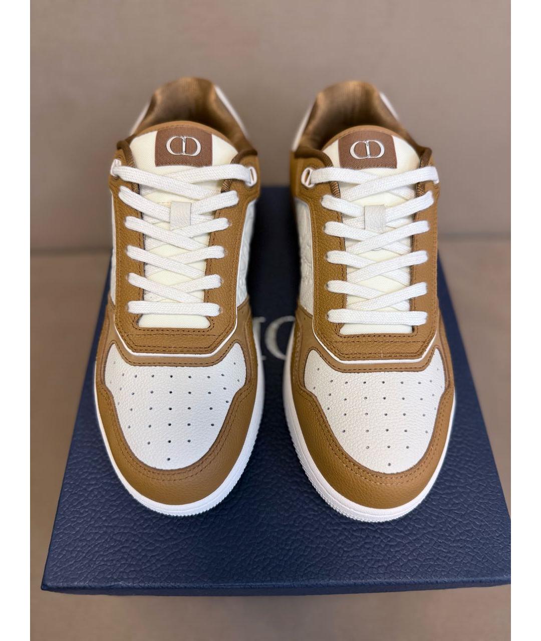 CHRISTIAN DIOR Коричневые кожаные низкие кроссовки / кеды, фото 3