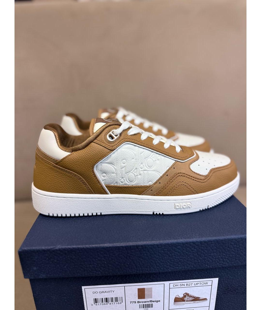 CHRISTIAN DIOR Коричневые кожаные низкие кроссовки / кеды, фото 9