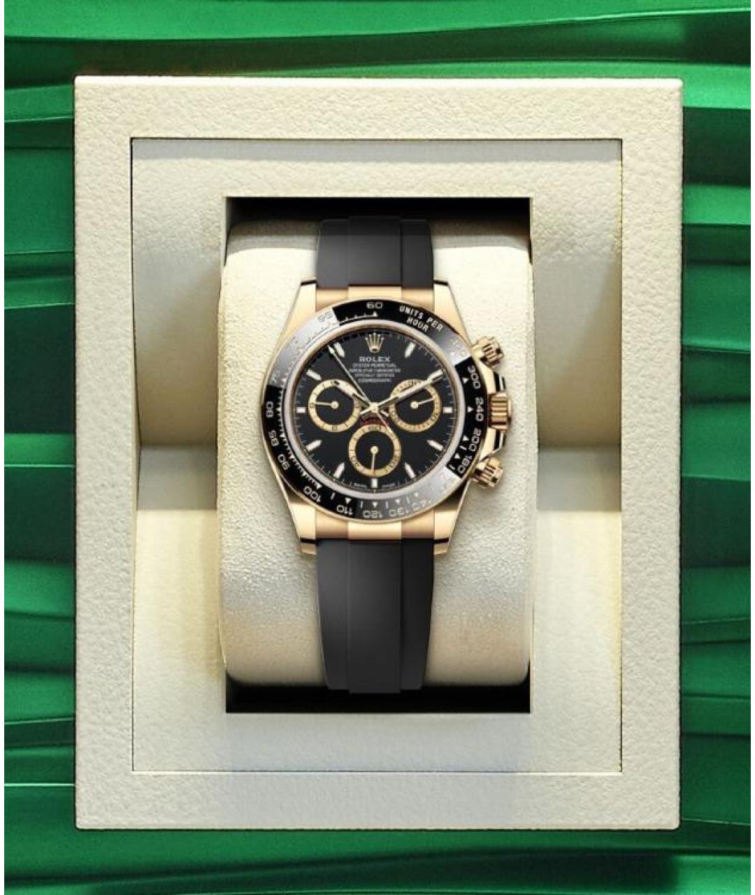 ROLEX Черные часы из желтого золота, фото 3