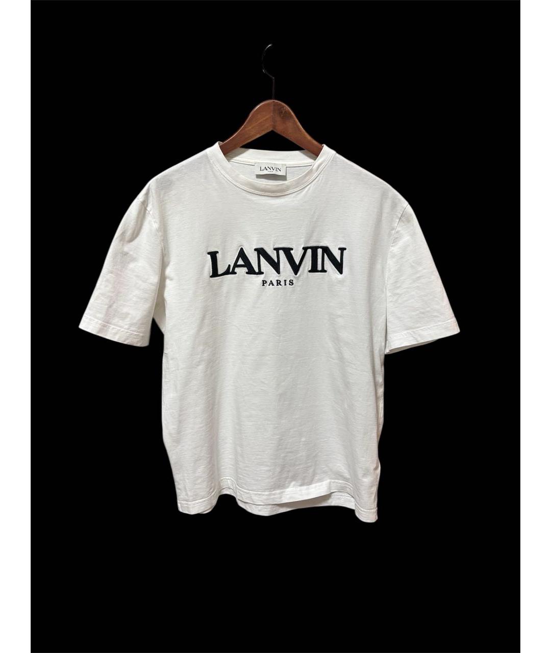 LANVIN Белая хлопковая футболка, фото 4