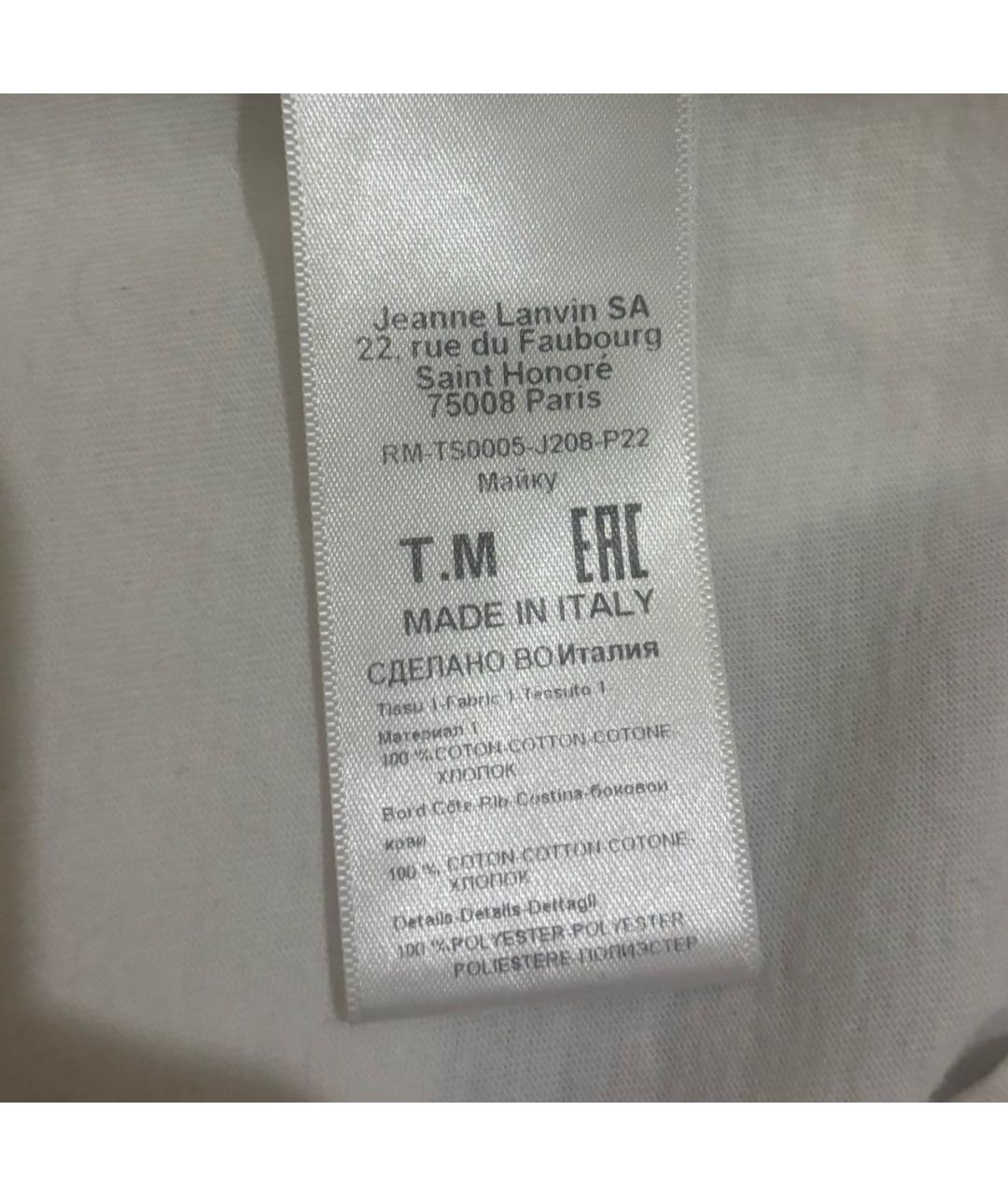 LANVIN Белая хлопковая футболка, фото 3