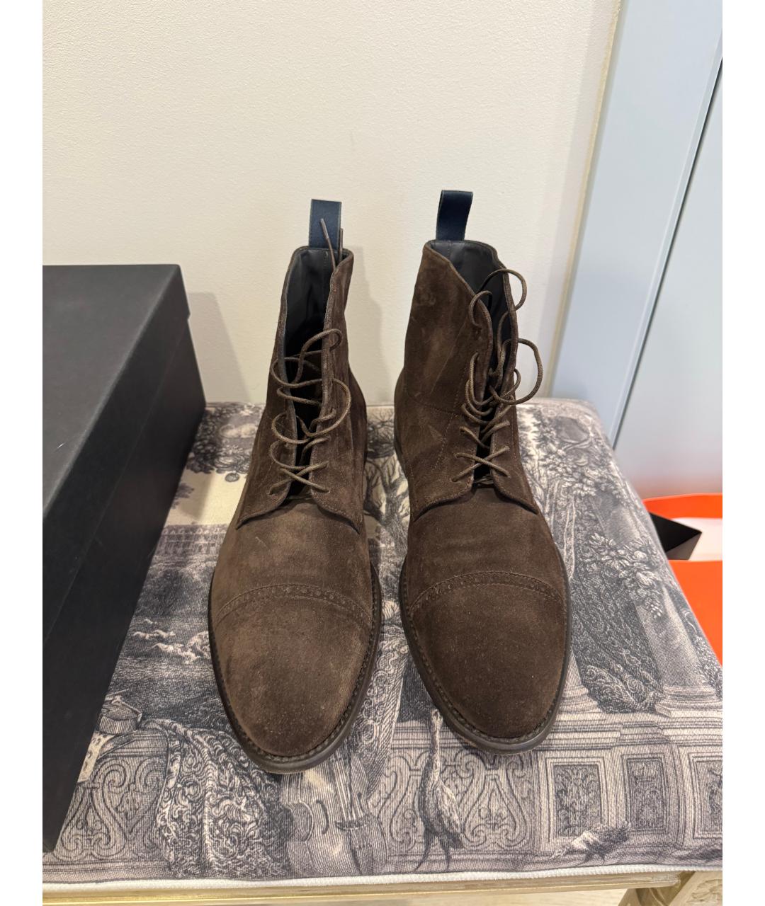 HUGO BOSS Коричневые замшевые высокие ботинки, фото 4