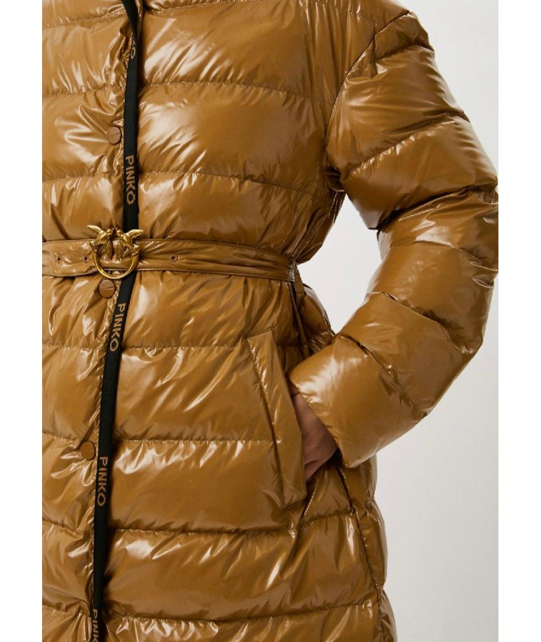 PINKO Коричневая полиэстеровая куртка, фото 3