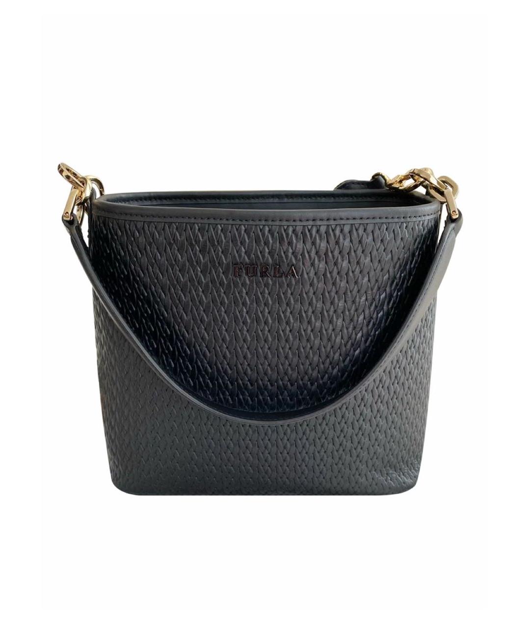 FURLA Черная кожаная сумка с короткими ручками, фото 1