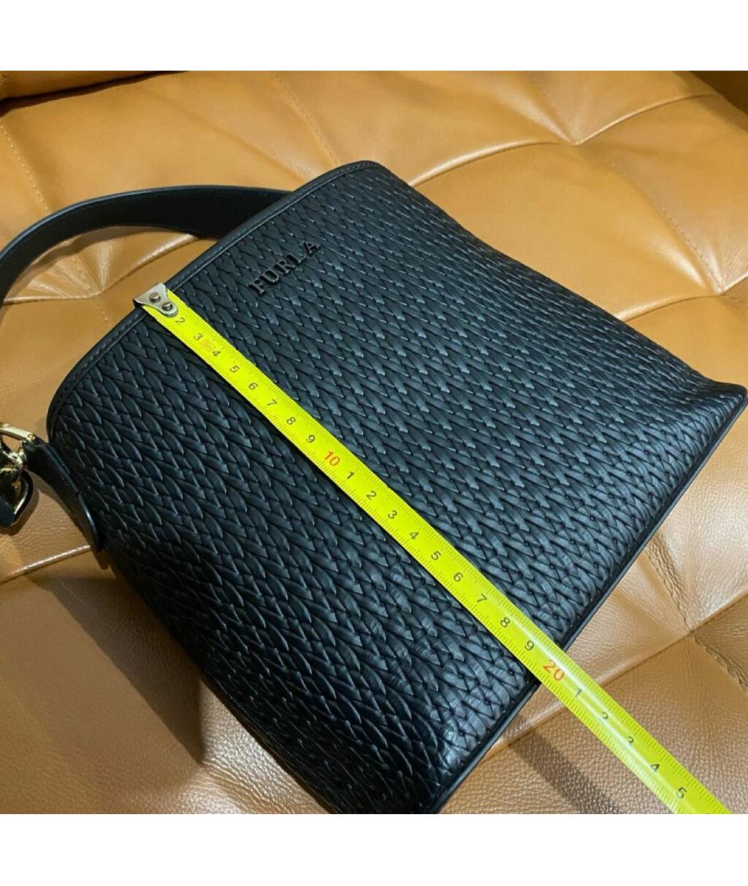 FURLA Черная кожаная сумка с короткими ручками, фото 5