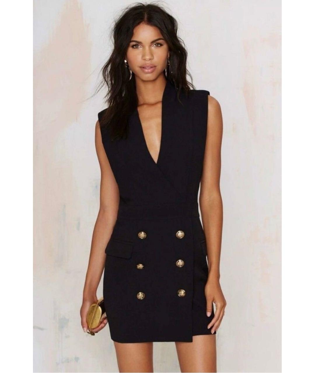 BALMAIN Черное полиэстеровое повседневное платье, фото 5