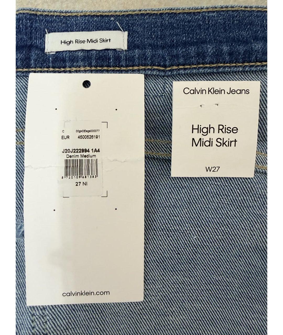 CALVIN KLEIN Синяя деним юбка миди, фото 5