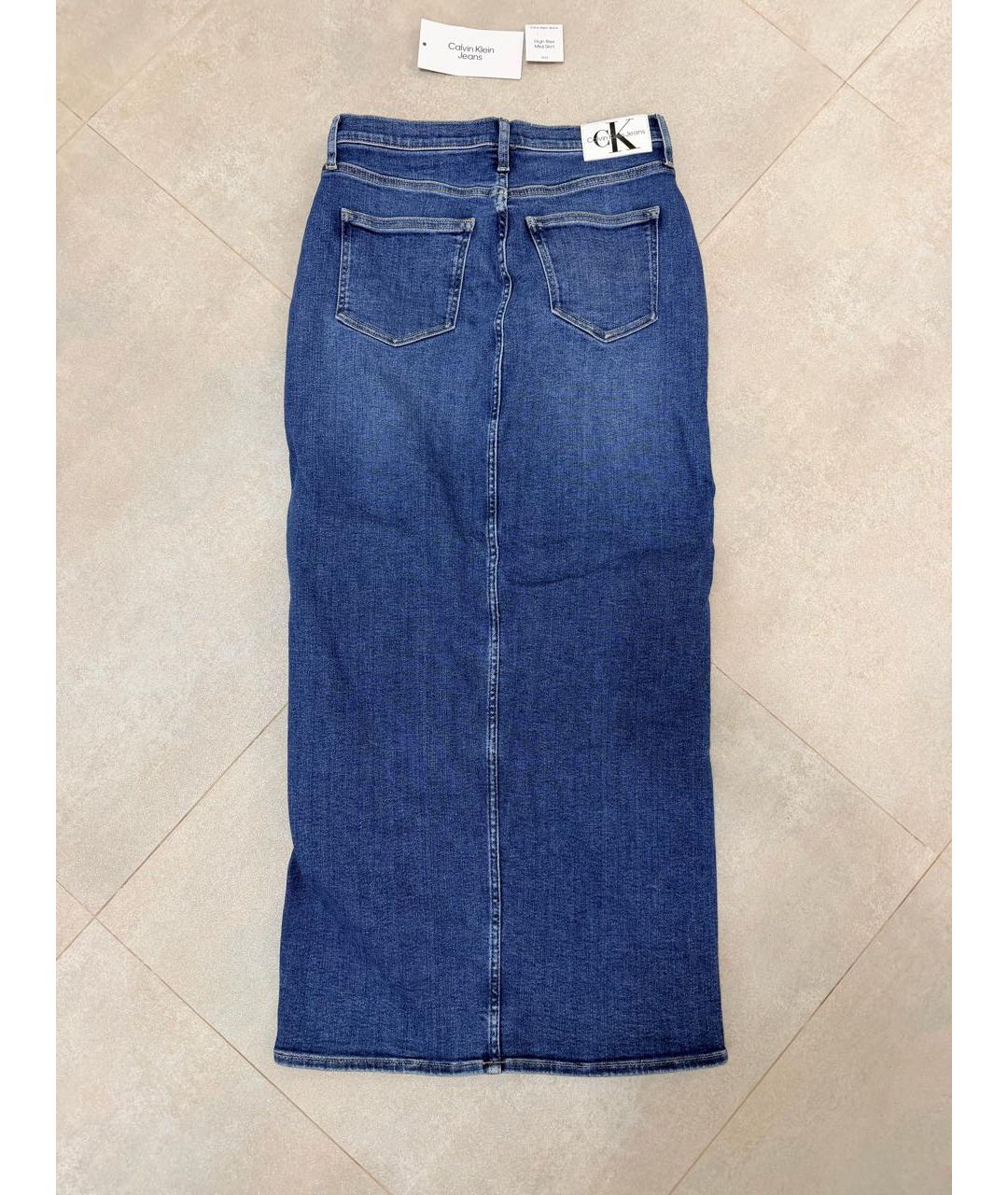 CALVIN KLEIN Синяя деним юбка миди, фото 2