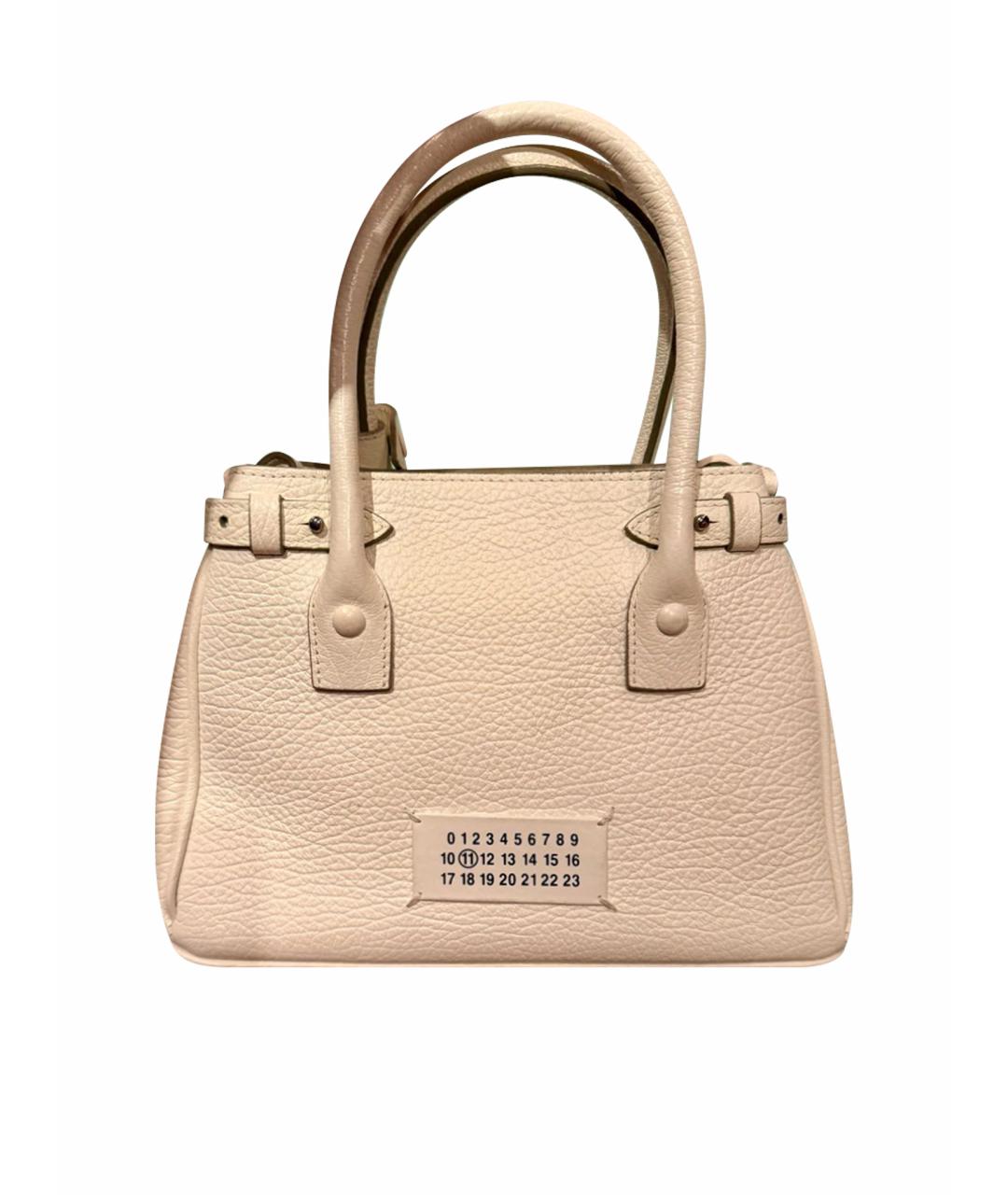 MAISON MARGIELA Белая кожаная сумка с короткими ручками, фото 1