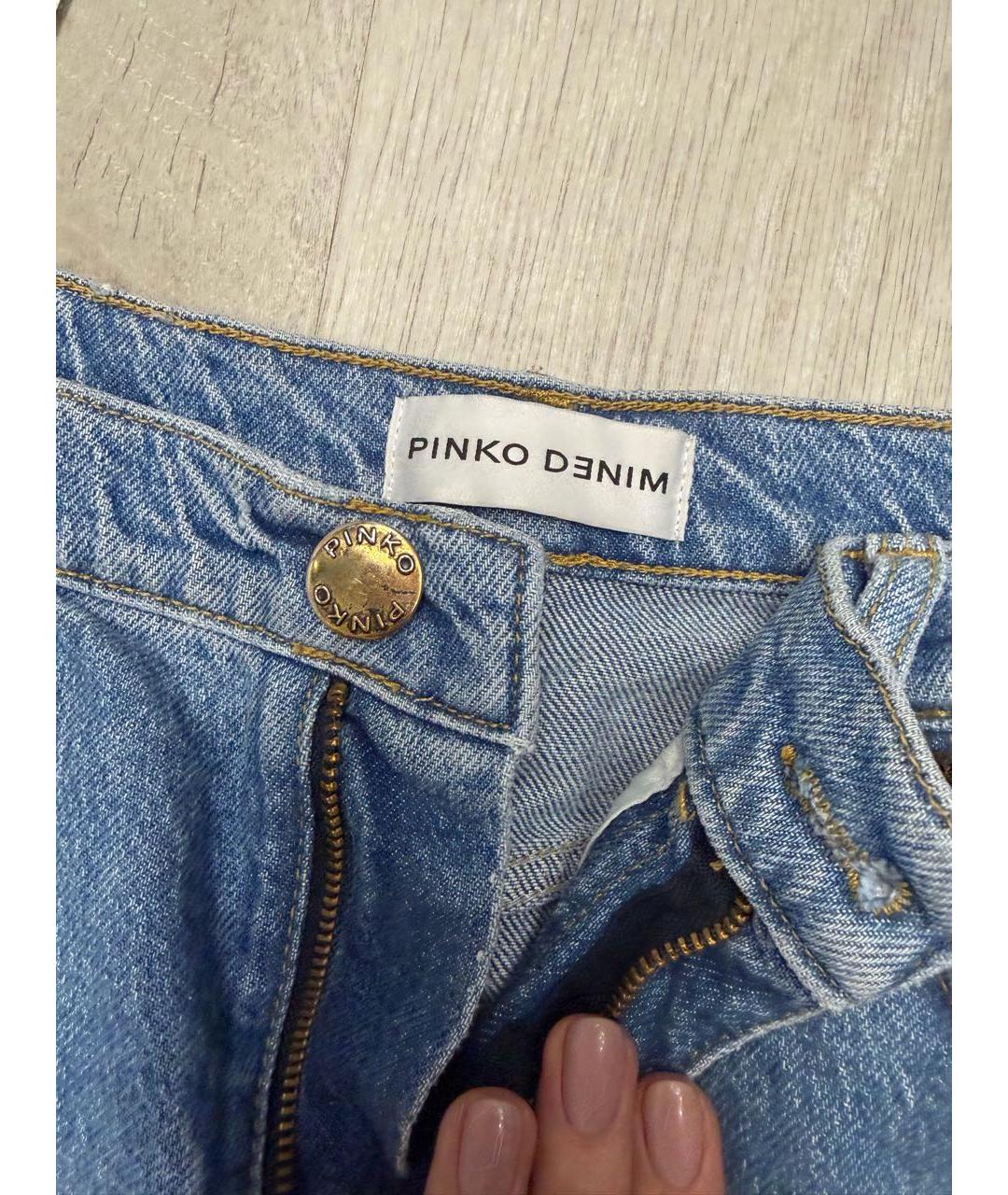 PINKO Голубые хлопко-лиоцелловые прямые джинсы, фото 4