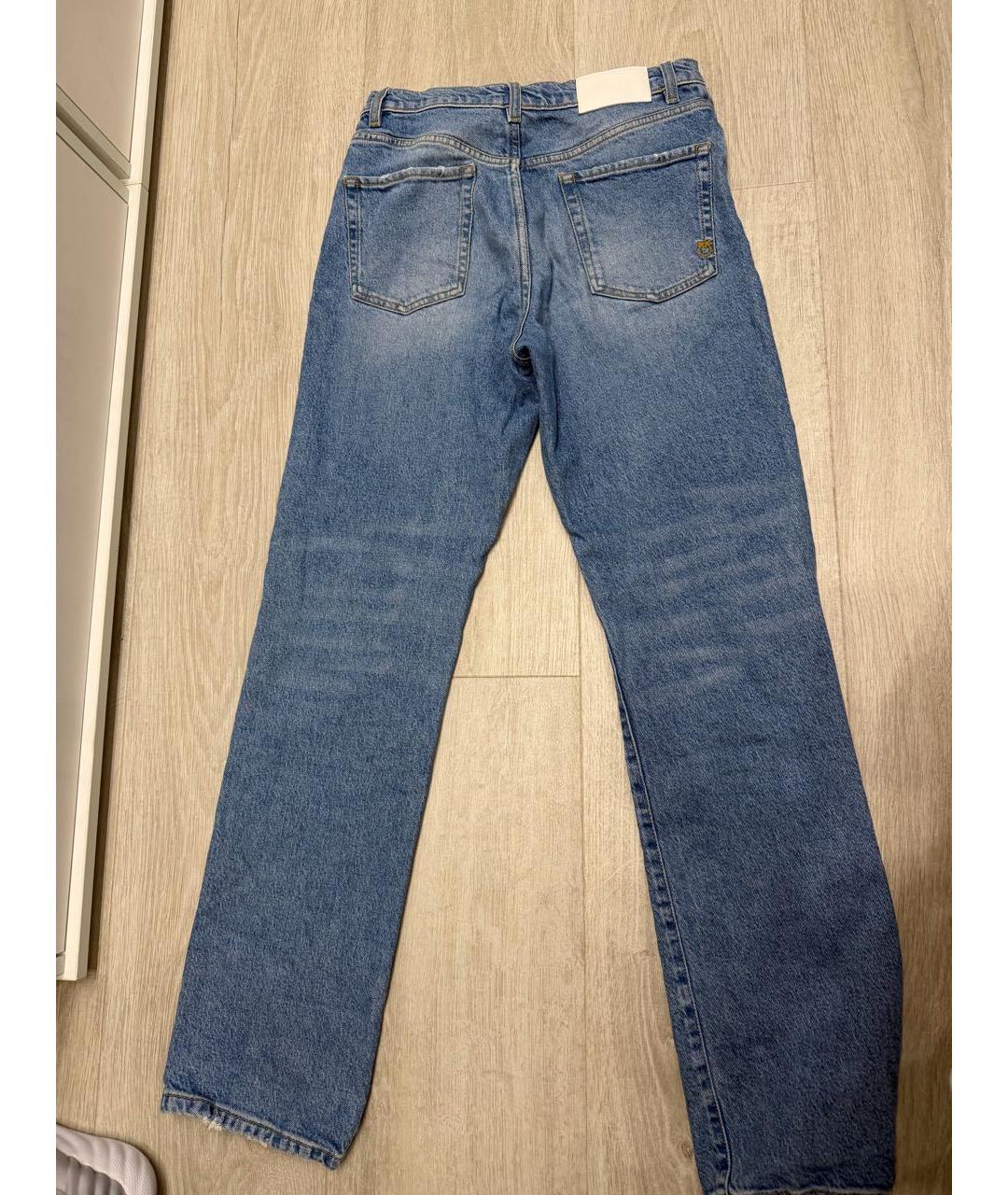 PINKO Голубые хлопко-лиоцелловые прямые джинсы, фото 6