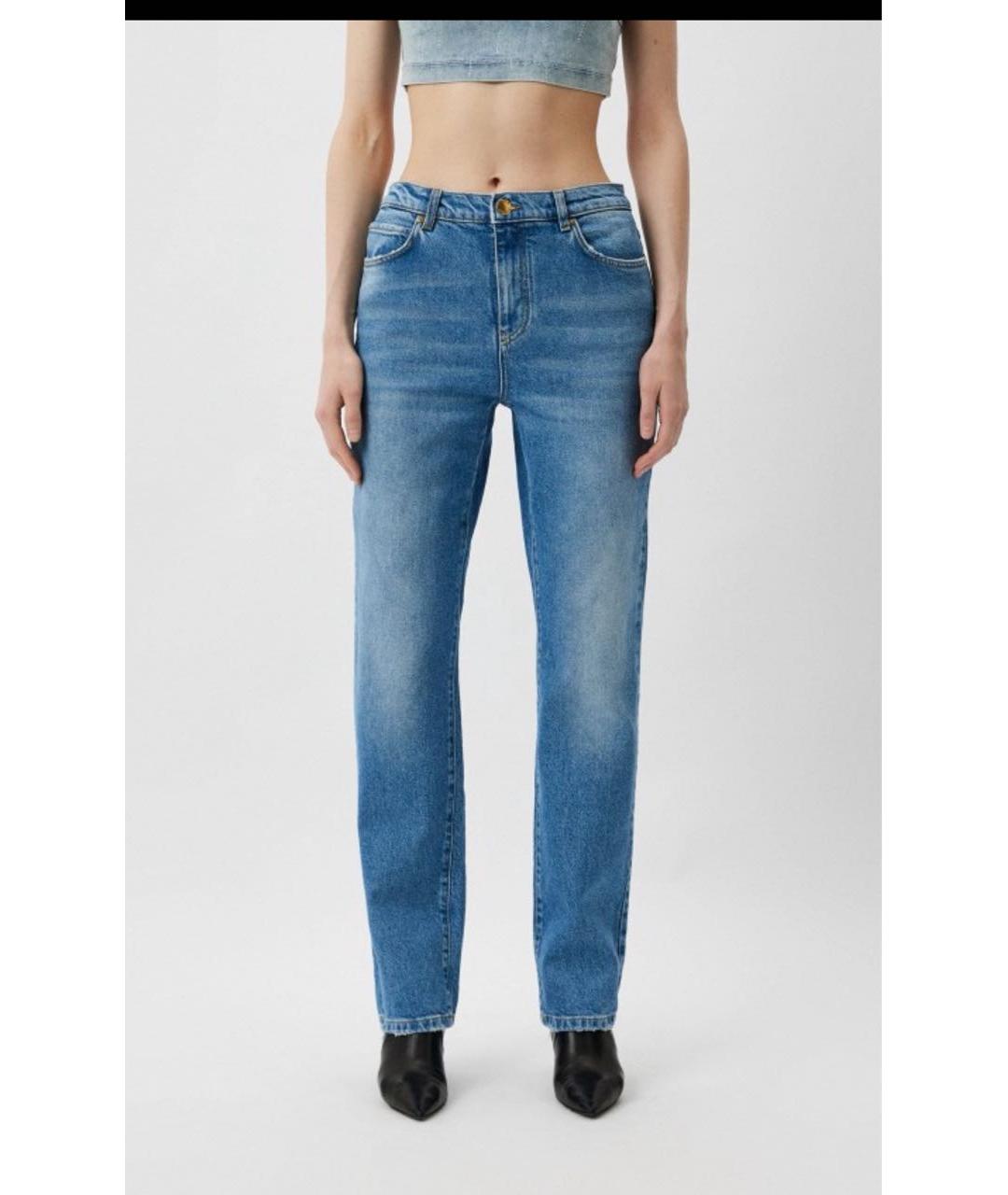 PINKO Голубые хлопко-лиоцелловые прямые джинсы, фото 2