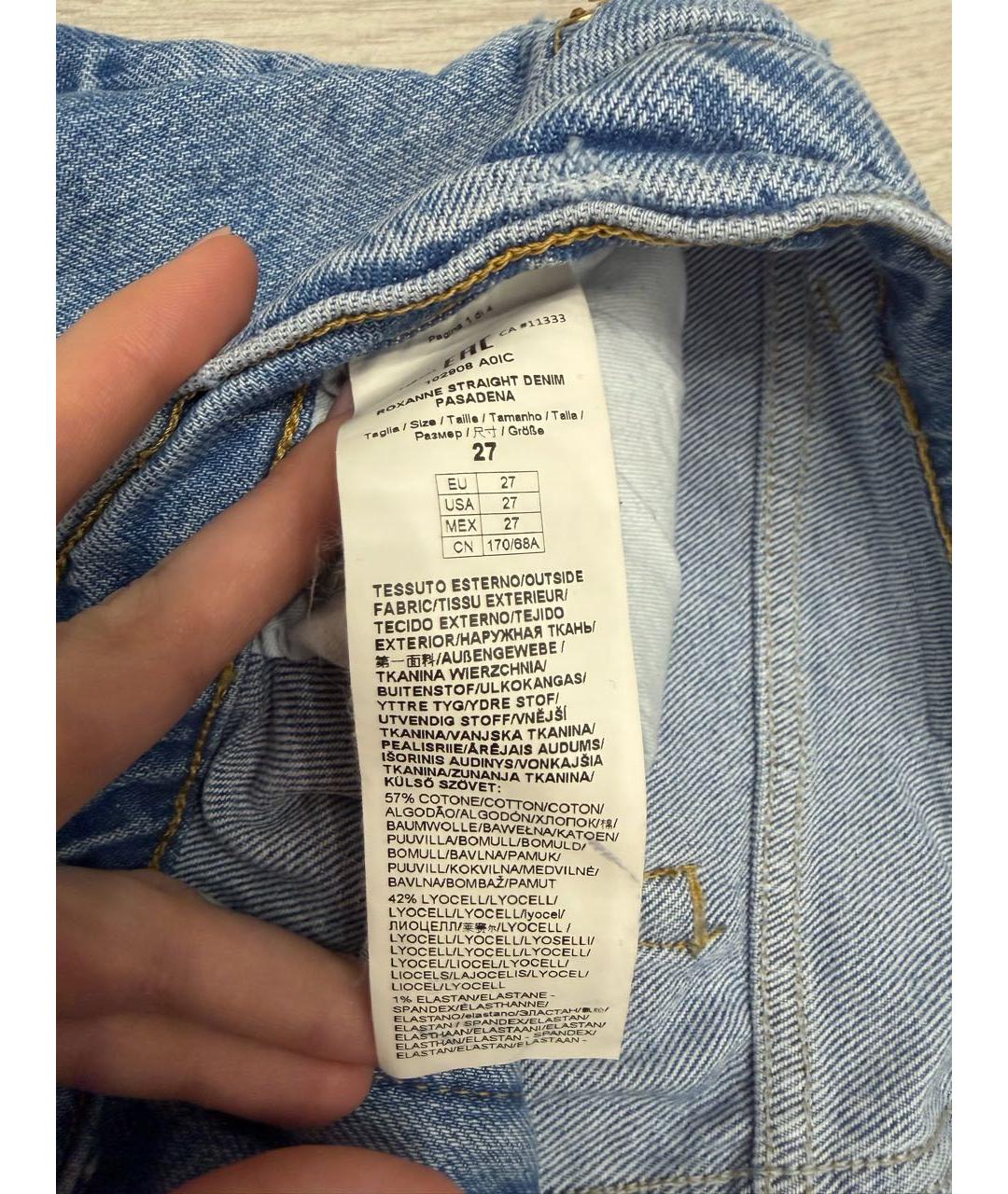 PINKO Голубые хлопко-лиоцелловые прямые джинсы, фото 5