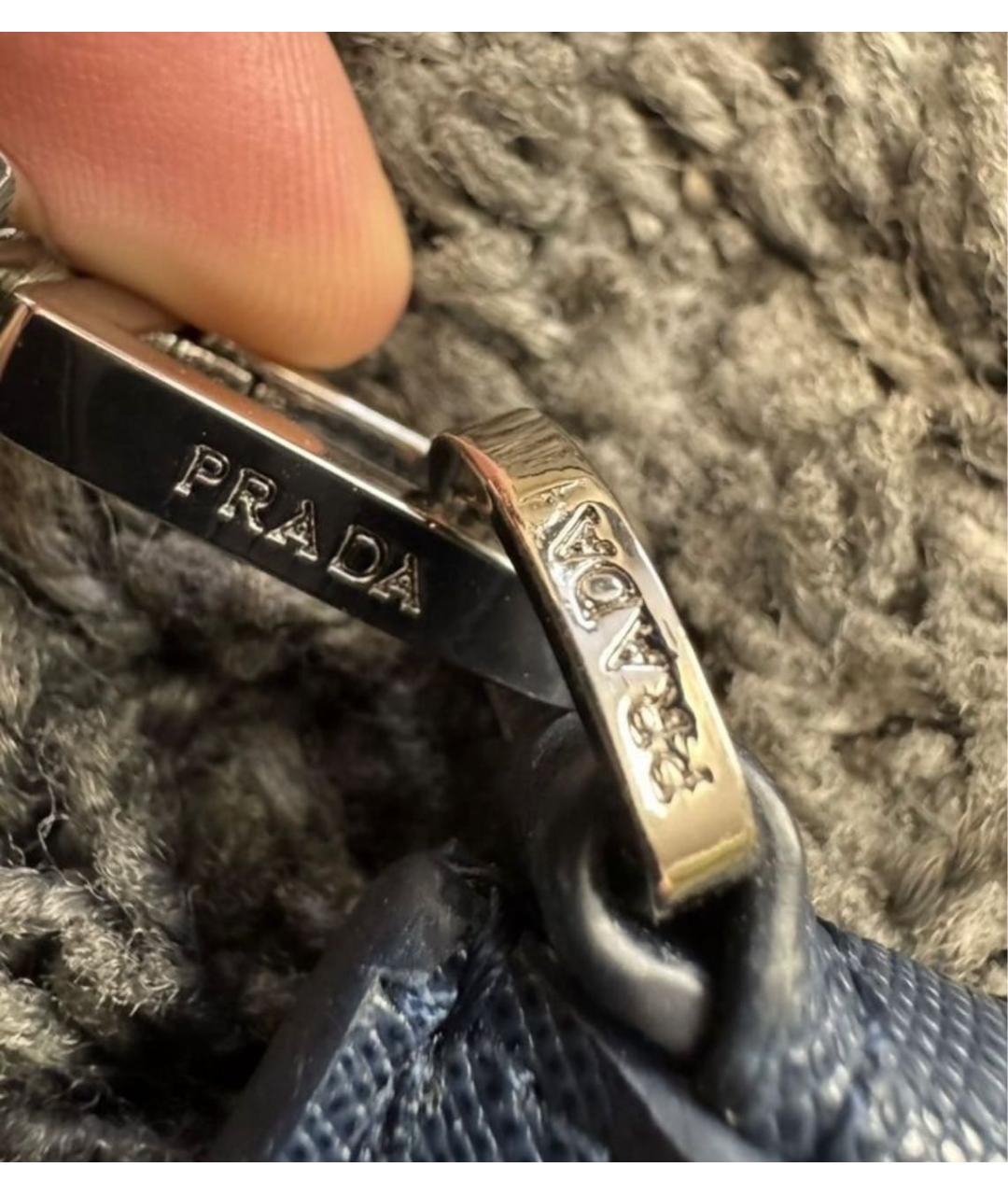 PRADA Темно-синяя кожаная папка для документов, фото 4