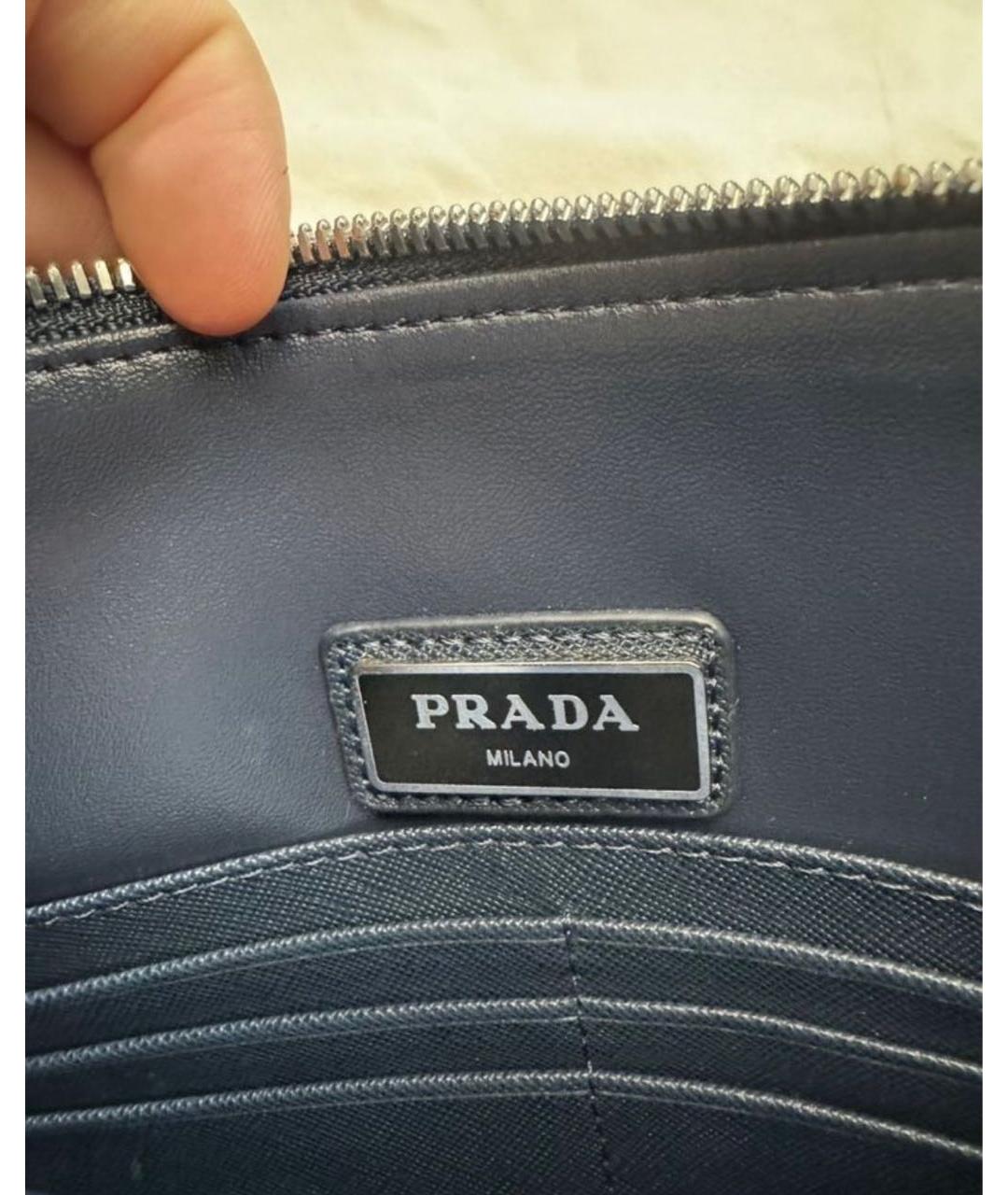 PRADA Темно-синяя кожаная папка для документов, фото 3