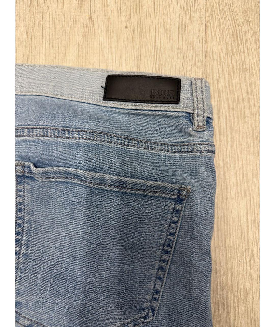 HUGO BOSS Голубые хлопковые джинсы слим, фото 7
