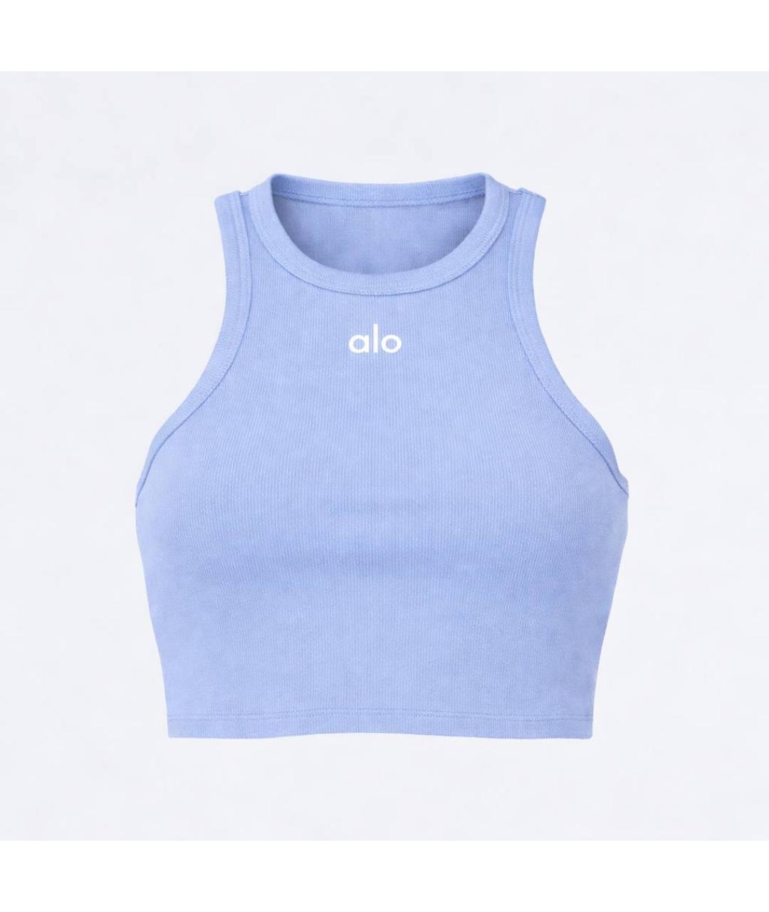 ALO YOGA Голубая хлопковая майка, фото 7