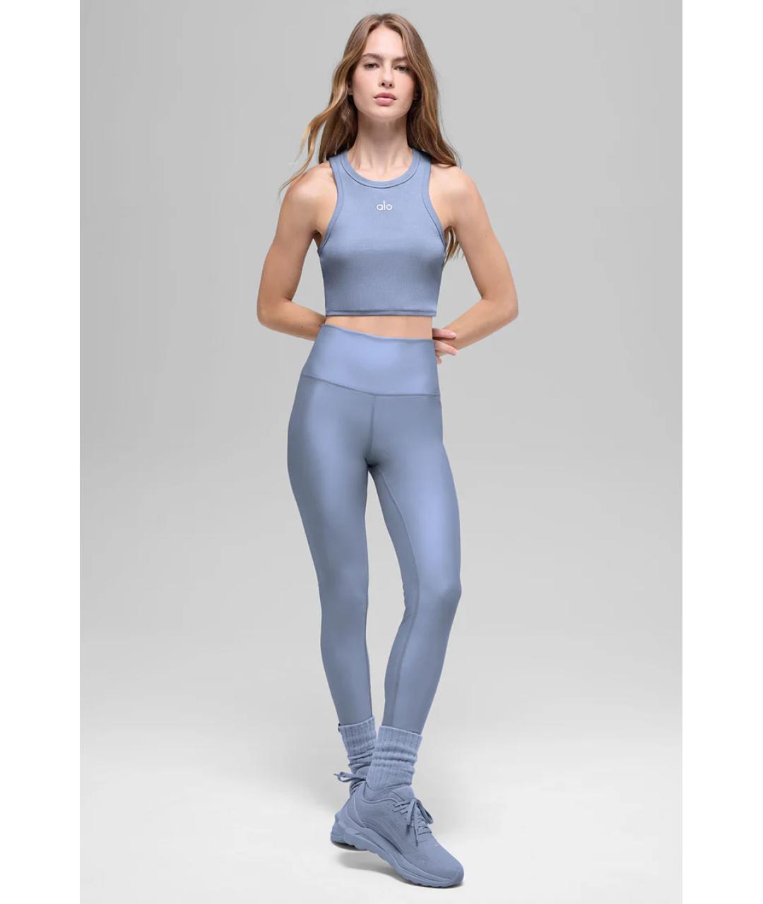 ALO YOGA Голубая хлопковая майка, фото 5