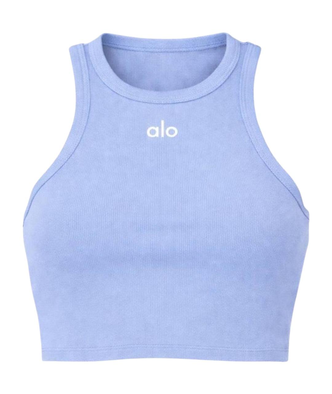 ALO YOGA Голубая хлопковая майка, фото 1