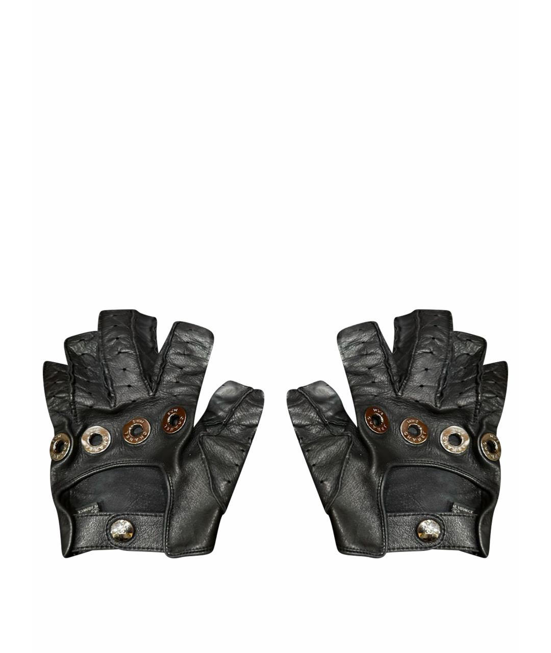 CHANEL Черные кожаные митенки, фото 1