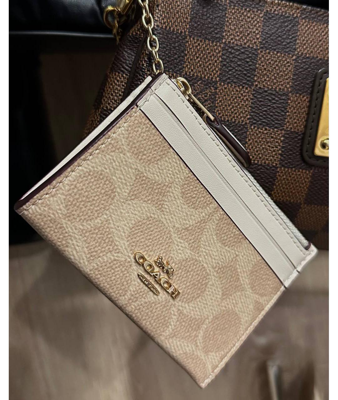 COACH Бежевый кожаный кардхолдер, фото 5