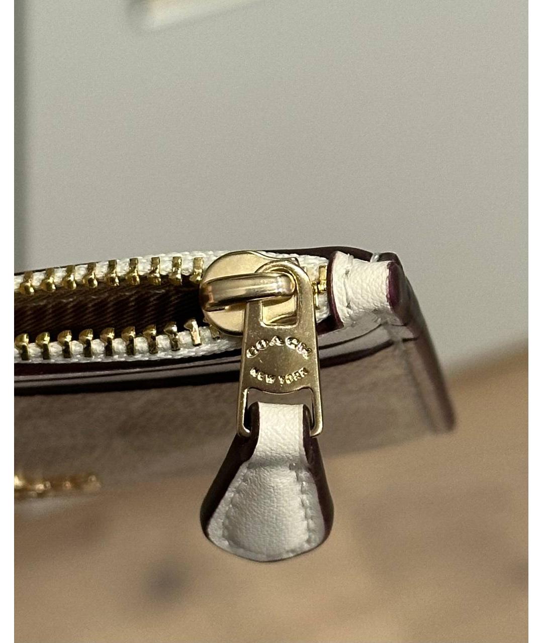 COACH Бежевый кожаный кардхолдер, фото 3