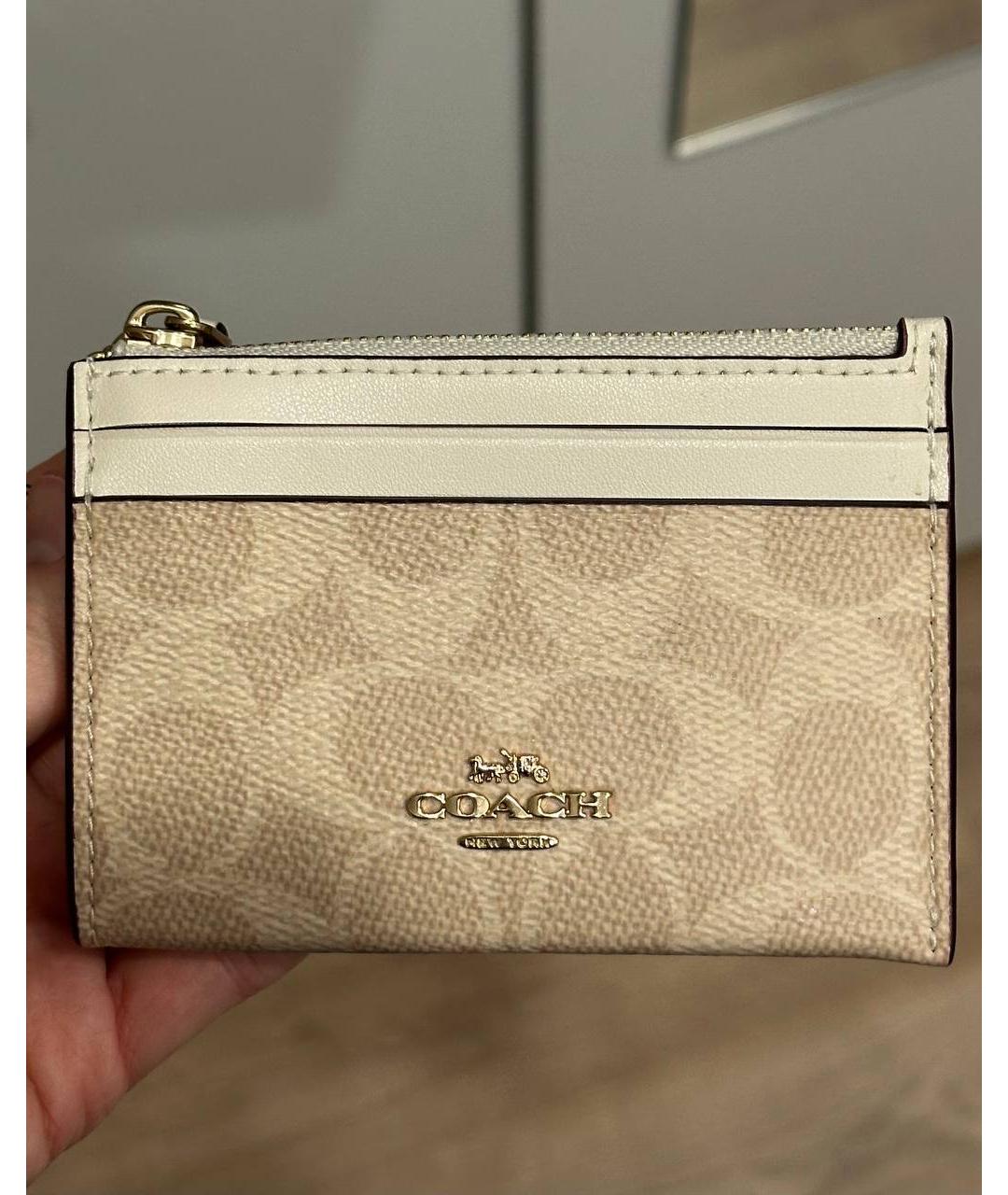 COACH Бежевый кожаный кардхолдер, фото 6