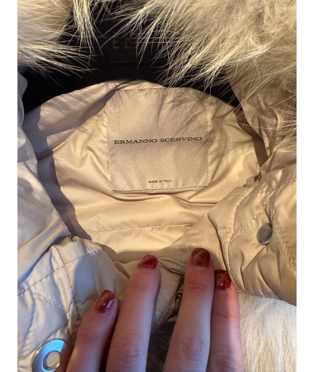 ERMANNO SCERVINO Бежевый полиэстеровый пуховик, фото 4