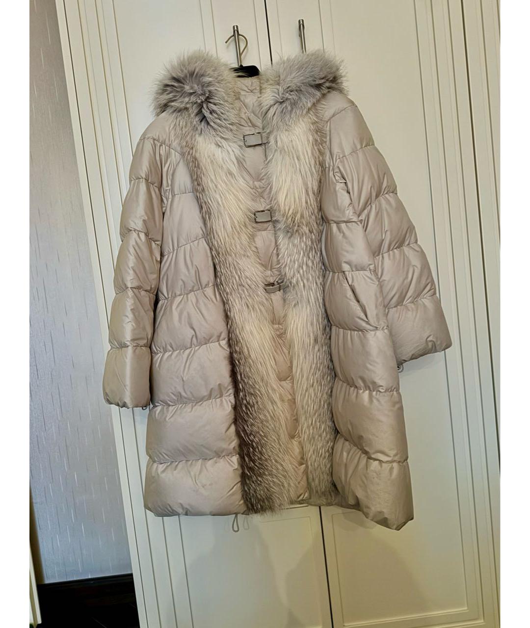 ERMANNO SCERVINO Бежевый полиэстеровый пуховик, фото 9