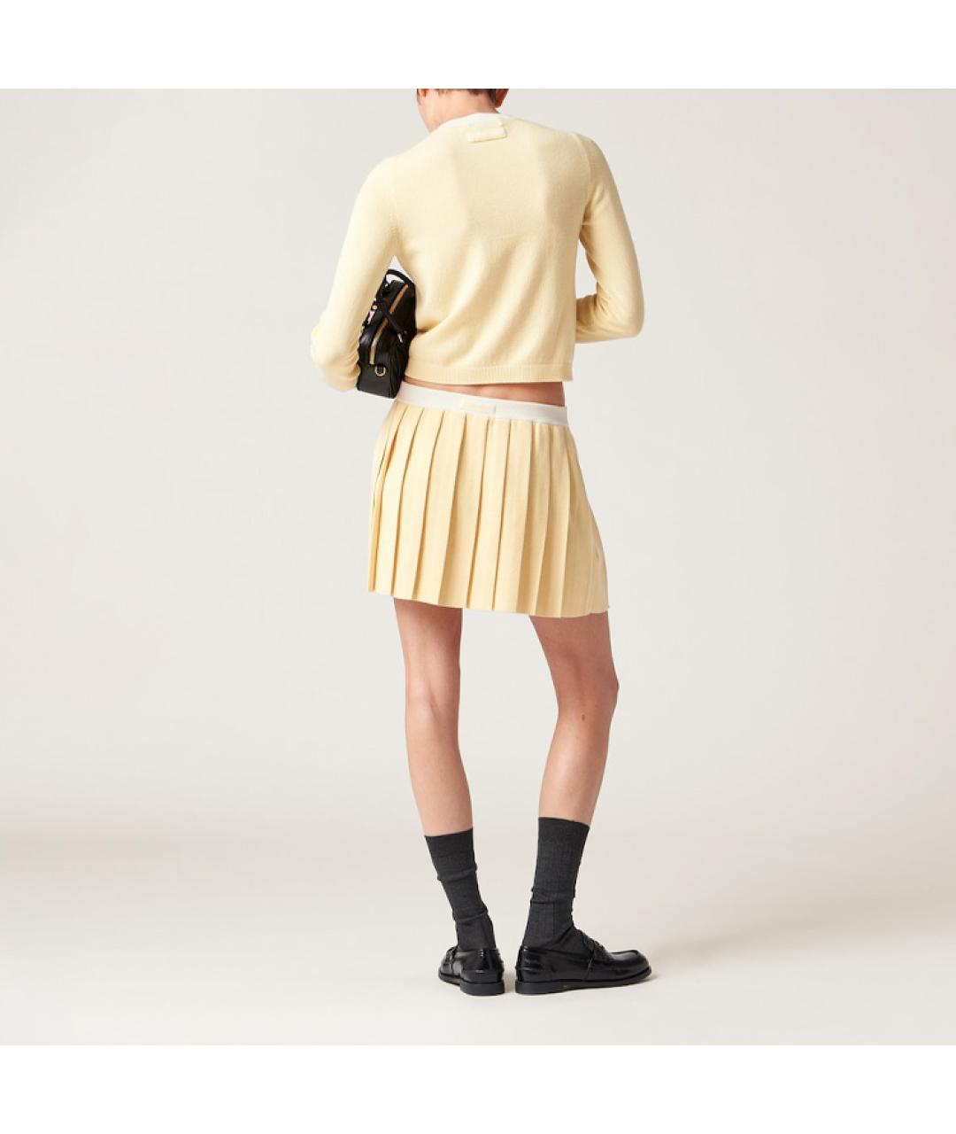 MIU MIU Желтый шерстяной кардиган, фото 3