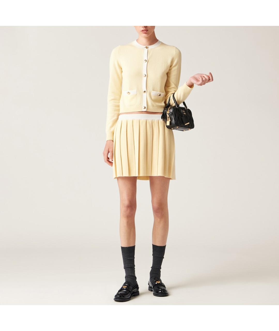 MIU MIU Желтый шерстяной кардиган, фото 2